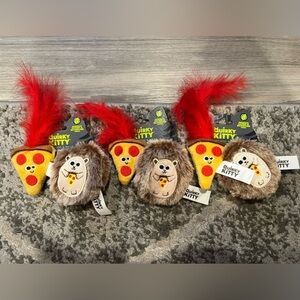 Lot of 3 Quirky Kitty Hedge Hog & Pizza Catnip Cats & Kitten Toy Kitty Pets Toys